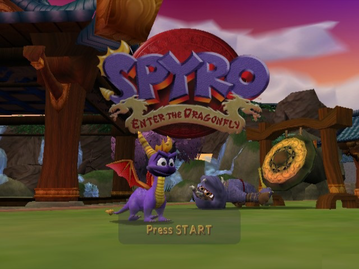 Spyro Enter the Dragonfly Nintendo GameCube GC video game featuring Spyro the Dragon action adventure platforming gameplay colorful fantasy worlds dragonfly collection exploration puzzle solving and combat challenges retro video game Nintendo GameCube collection collectible gaming appeal gameplay