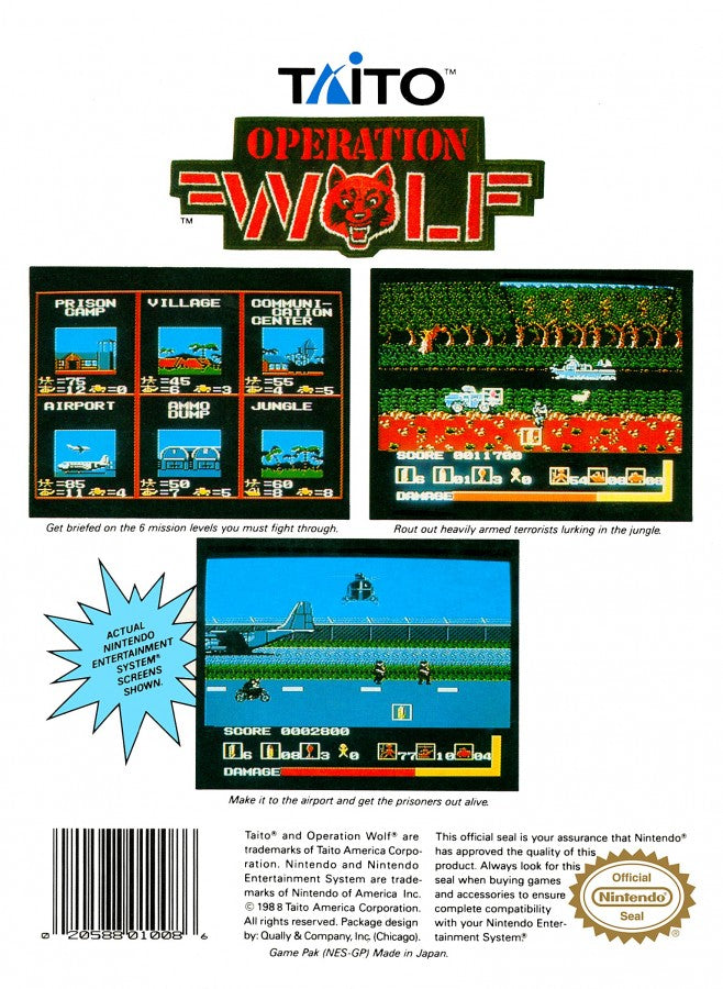 Operation Wolf Nintendo Entertainment System NES for retro video game enthusiasts featuring light gun inspired shooter gameplay military rescue missions fast paced arcade action enemy waves challenging stages intense combat and collectible gaming appeal gameplay 