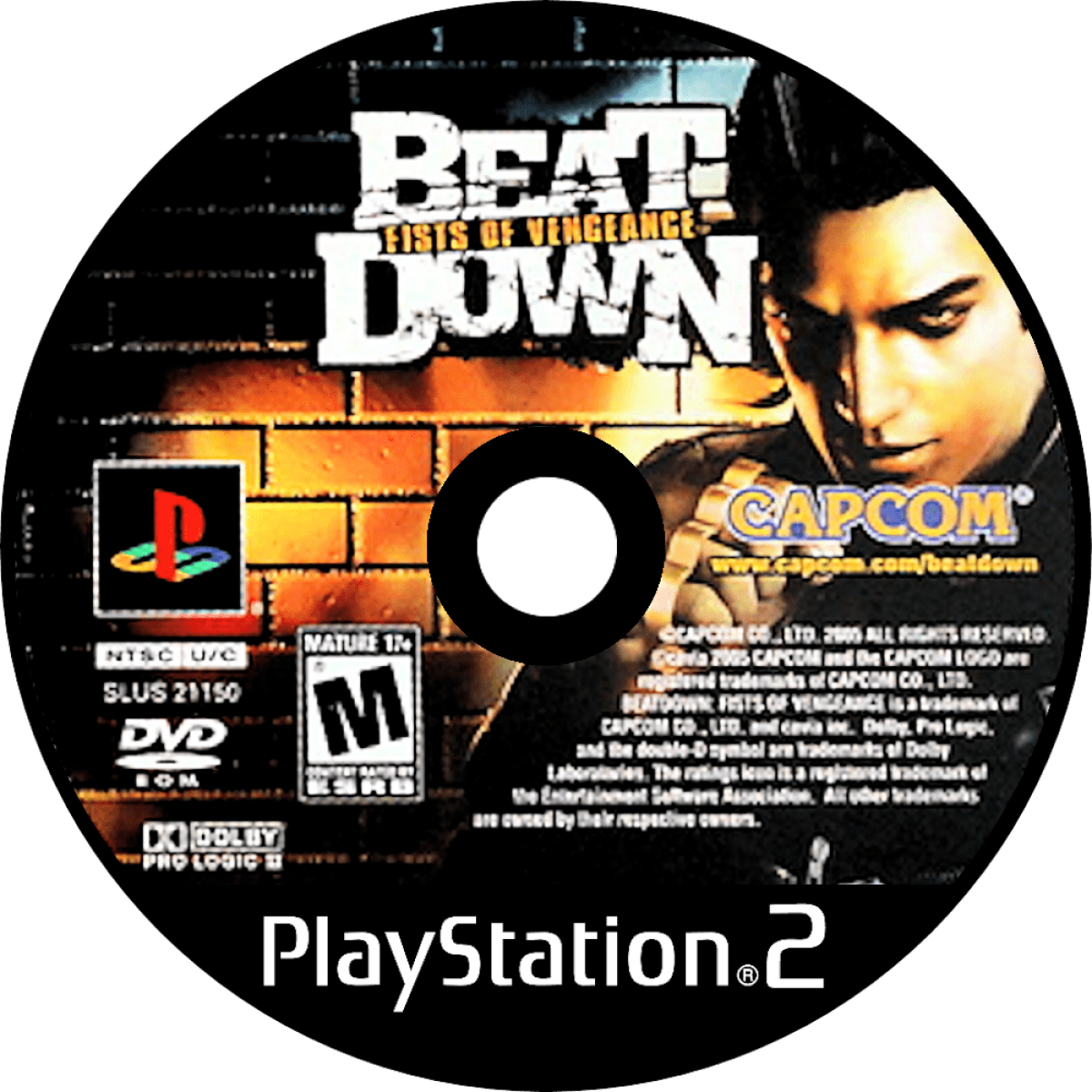 Beat Down: Fists of Vengeance for PlayStation 2 with gritty urban brawler theme disc