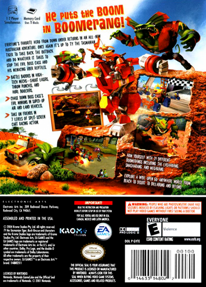 TY the Tasmanian Tiger 2 Bush Rescue for GameCube featuring colorful platforming action set in the Australian outback back cover
