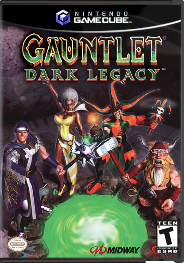 Gauntlet Dark Legacy cover art for GameCube (GC) featuring cooperative action RPG gameplay and classic dungeon crawling adventure