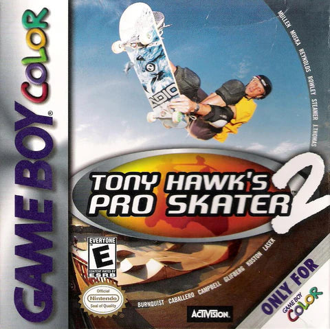 Tony Hawk Pro Skater 2 complete in box cover art for Game Boy Color (GBC) video game