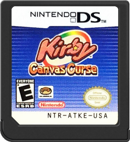 Retro Kirby Canvas Curse Nintendo DS inspired design featuring colorful touch screen platform gameplay aesthetic classic Nintendo handheld adventure stylus controlled rolling action whimsical dream world charm vibrant cartoon visuals nostalgic portable gaming presentation cartridge 