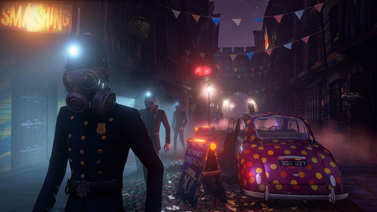 We Happy Few – PlayStation 4 (PS4) video game gameplay, dystopian action-adventure.