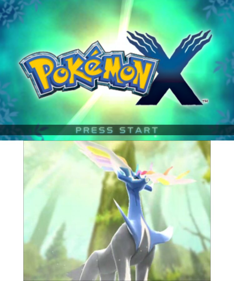 Pokemon: X start screen for Nintendo 3DS (3DS) video game