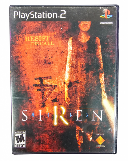 Siren PlayStation 2 PS2 survival horror video game featuring multiple playable characters mysterious Japanese village stealth gameplay supernatural enemies disturbing atmosphere exploration puzzle solving unique sightjack ability and classic PlayStation 2 PS2 gameplay collectible retro gaming appeal front cover art