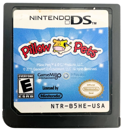 Pillow Pets for Nintendo DS, cartridge for a kids adventure video game with mini-games, pet care gameplay, puzzle challenges, and family-friendly activities