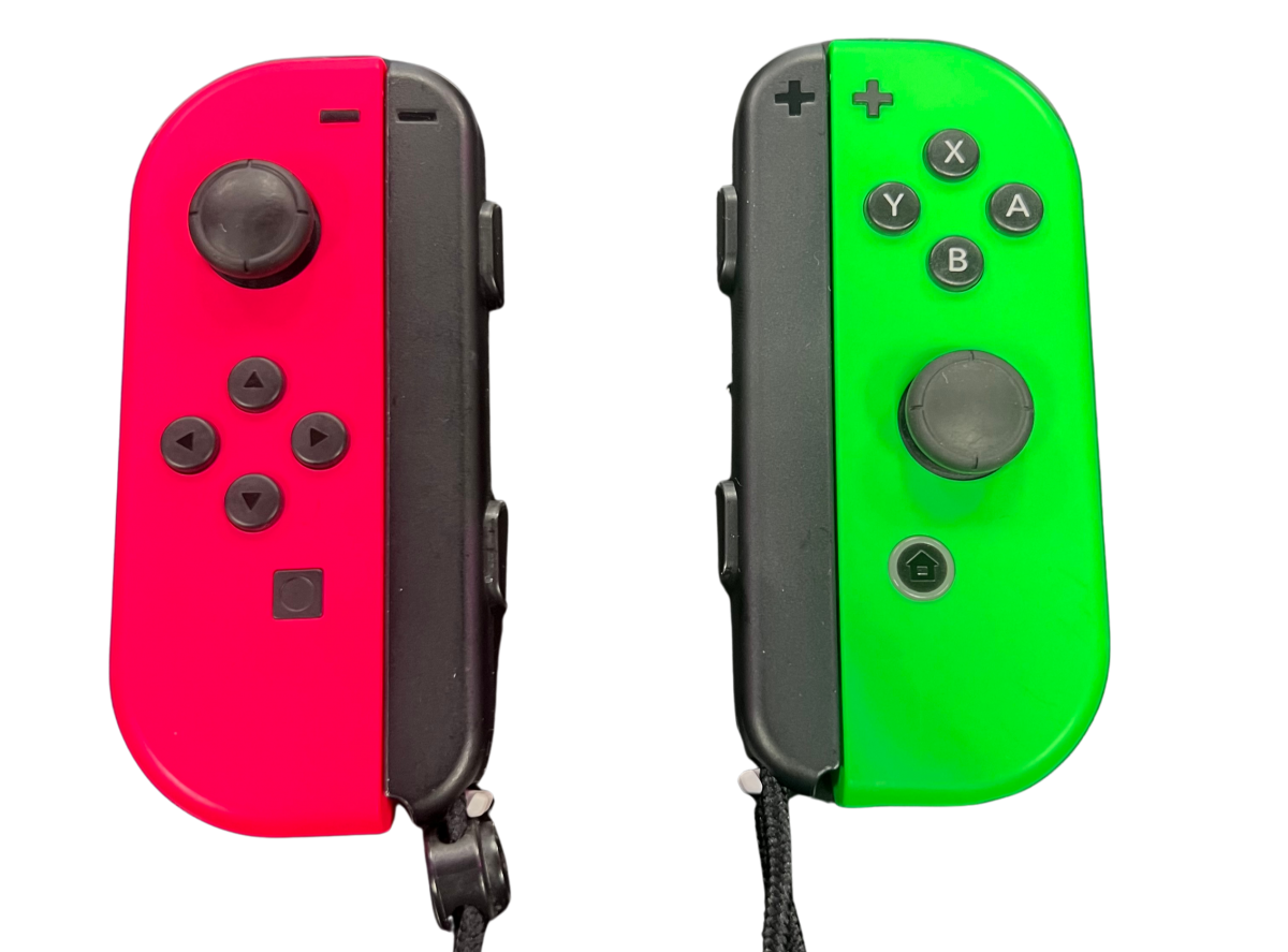 Nintendo Switch Joy-Con Neon Pink and Neon Green controllers featuring vibrant neon colors wireless motion controls HD Rumble responsive analog sticks detachable left and right controllers multiplayer gaming compatibility ergonomic design rechargeable accessories collectible Nintendo gaming appeal front view raw image
