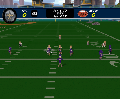 Retro Backyard Football Wii inspired design featuring family friendly arcade sports gameplay aesthetic cartoon style football action kid focused backyard athletes colorful stadium fun motion controlled Nintendo Wii gaming nostalgia presentation gameplay