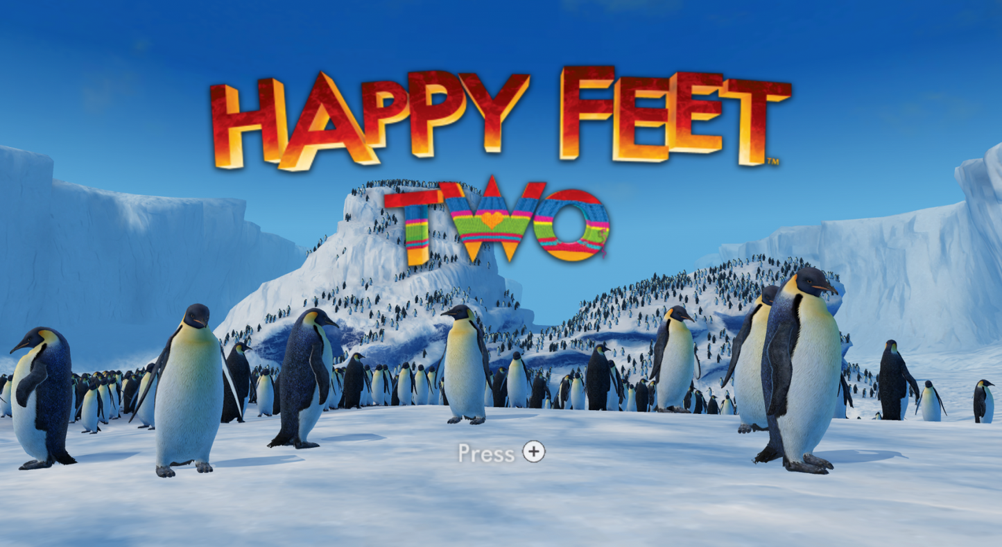 Happy Feet Two – Nintendo Wii (Wii) family-friendly rhythm adventure title screen for video game