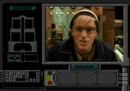 Double Switch Sega CD full motion video FMV interactive movie puzzle game surveillance camera switching traps gameplay starring Corey Haim suspense thriller mansion setting live action footage branching story retro gaming Sega CD software video game title gameplay