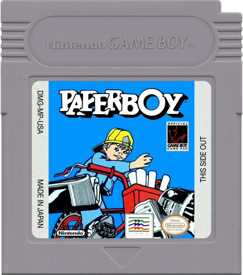 Paperboy cartridge art for Game Boy (GB) video game 
