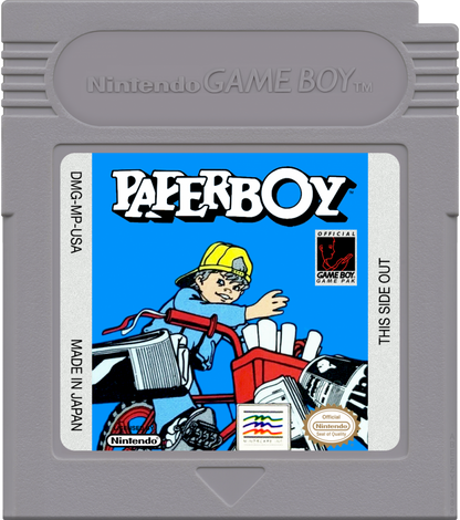 Paperboy cartridge art for Game Boy (GB) video game 