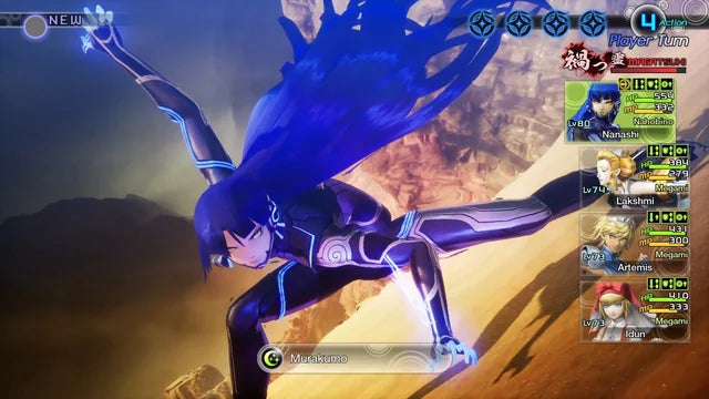Shin Megami Tensei V Vengeance PS5 game featuring turn-based JRPG combat, demon fusion mechanics, and dark post-apocalyptic storytelling on PlayStation 5 gameplay screenshot
