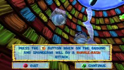SpongeBob SquarePants Battle for Bikini Bottom Platinum Hits Xbox XBOX platform adventure game featuring SpongeBob Patrick Sandy underwater exploration jellyfish fields enemy battles collectible items and classic Nickelodeon gaming retro video game collection collectible gaming appeal gameplay screenshot