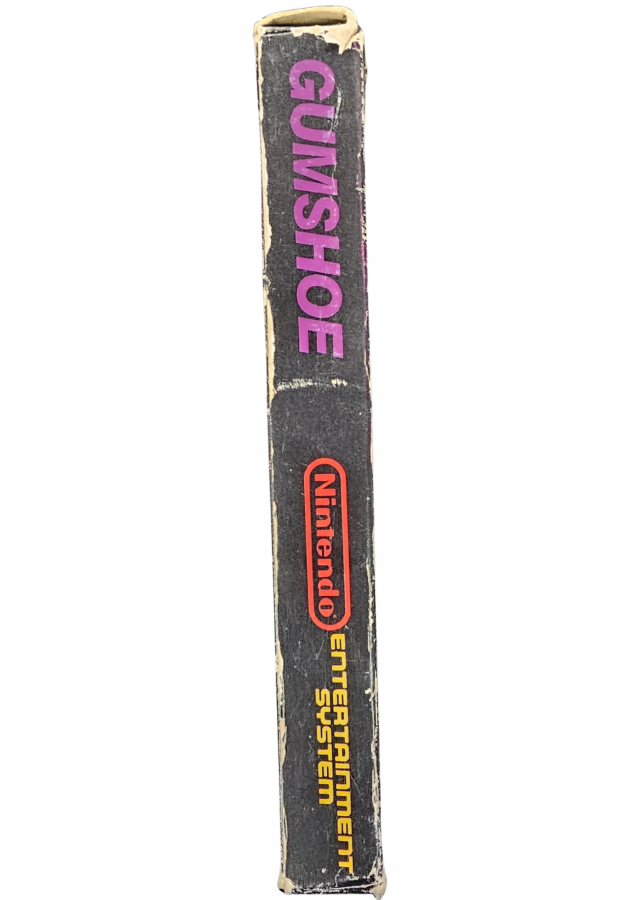 Gumshoe 5 Screw Nintendo Entertainment System NES video game featuring light gun shooting gameplay side scrolling action target shooting enemy encounters hostage rescue missions reflex challenges and classic 8 bit Nintendo gameplay retro video game collection collectible gaming appeal right side box