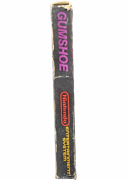 Gumshoe 5 Screw Nintendo Entertainment System NES video game featuring light gun shooting gameplay side scrolling action target shooting enemy encounters hostage rescue missions reflex challenges and classic 8 bit Nintendo gameplay retro video game collection collectible gaming appeal right side box