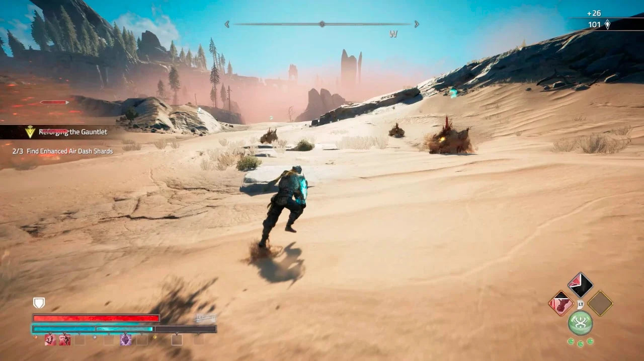 Atlas Fallen Limited Edition Case PlayStation 5 action RPG sand-surfing across fantasy desert landscapes gauntlet-powered combat shapeshifting weapons co-op multiplayer aerial traversal sun-scorched world lore-driven quests defeating wraiths Focus Entertainment gameplay screenshot