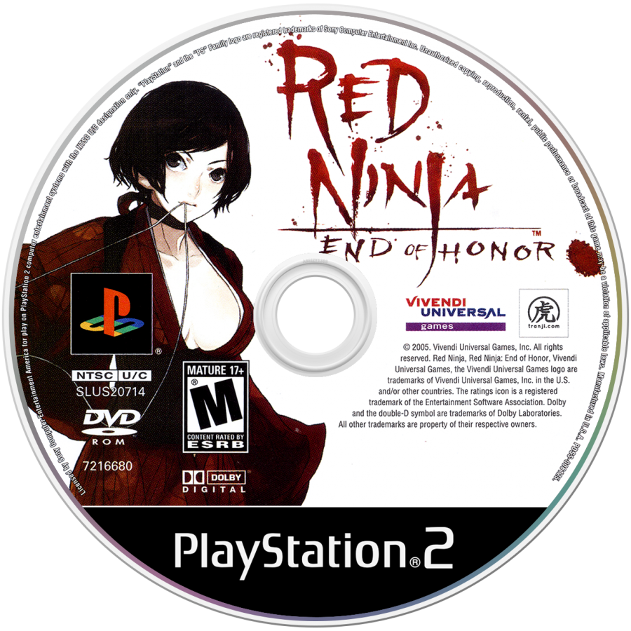 Red Ninja: End of Honor – PlayStation 2 (PS2) video game disc, action-adventure stealth game.
