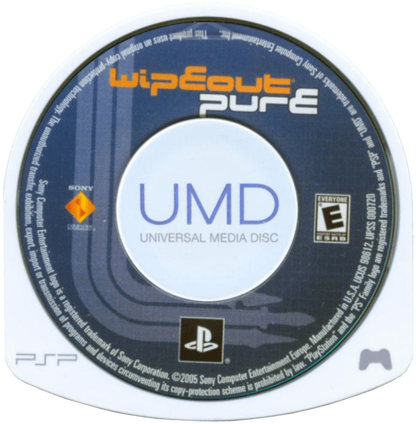 Wipeout Pure UMD for the PlayStation Portable featuring futuristic anti gravity racing gameplay with high speed tracks electronic soundtrack and competitive time trial and multiplayer modes UMD  