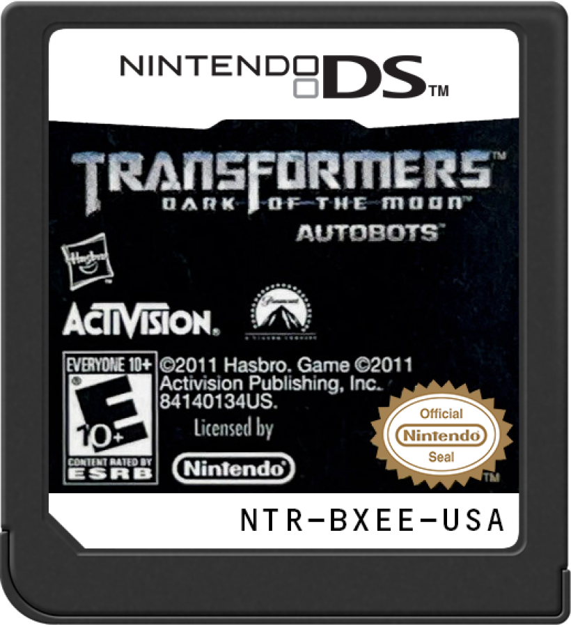 Transformers Dark of the Moon Autobots Nintendo DS DS video game featuring action adventure gameplay Autobots characters Optimus Prime Bumblebee robot combat vehicle transformation missions Decepticon battles weapon upgrades sci fi environments stealth operations and movie inspired Transformers storyline classic Nintendo DS handheld gaming retro video game collection collectible gaming appeal game cartridge