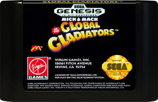 Mick and Mack as the Global Gladiators Sega Genesis retro video game action platformer cartridge (1992)