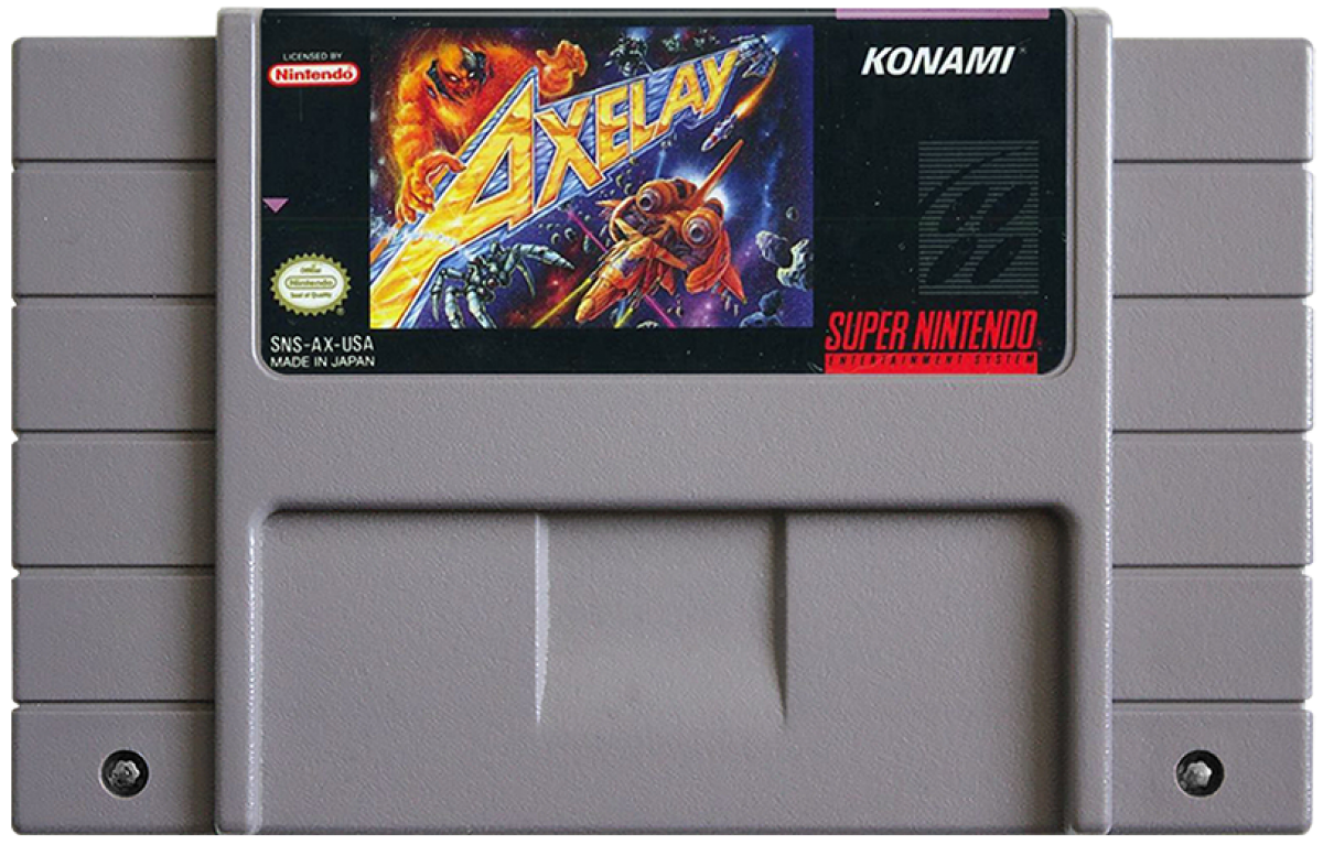 Axelay cartridge for Super Nintendo Entertainment System (SNES) retro video game