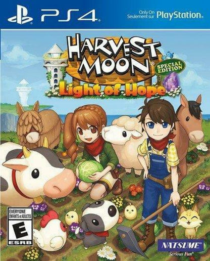 Harvest Moon: Light of Hope – PlayStation 4 (PS4) video game cover image, farming simulation and life RPG