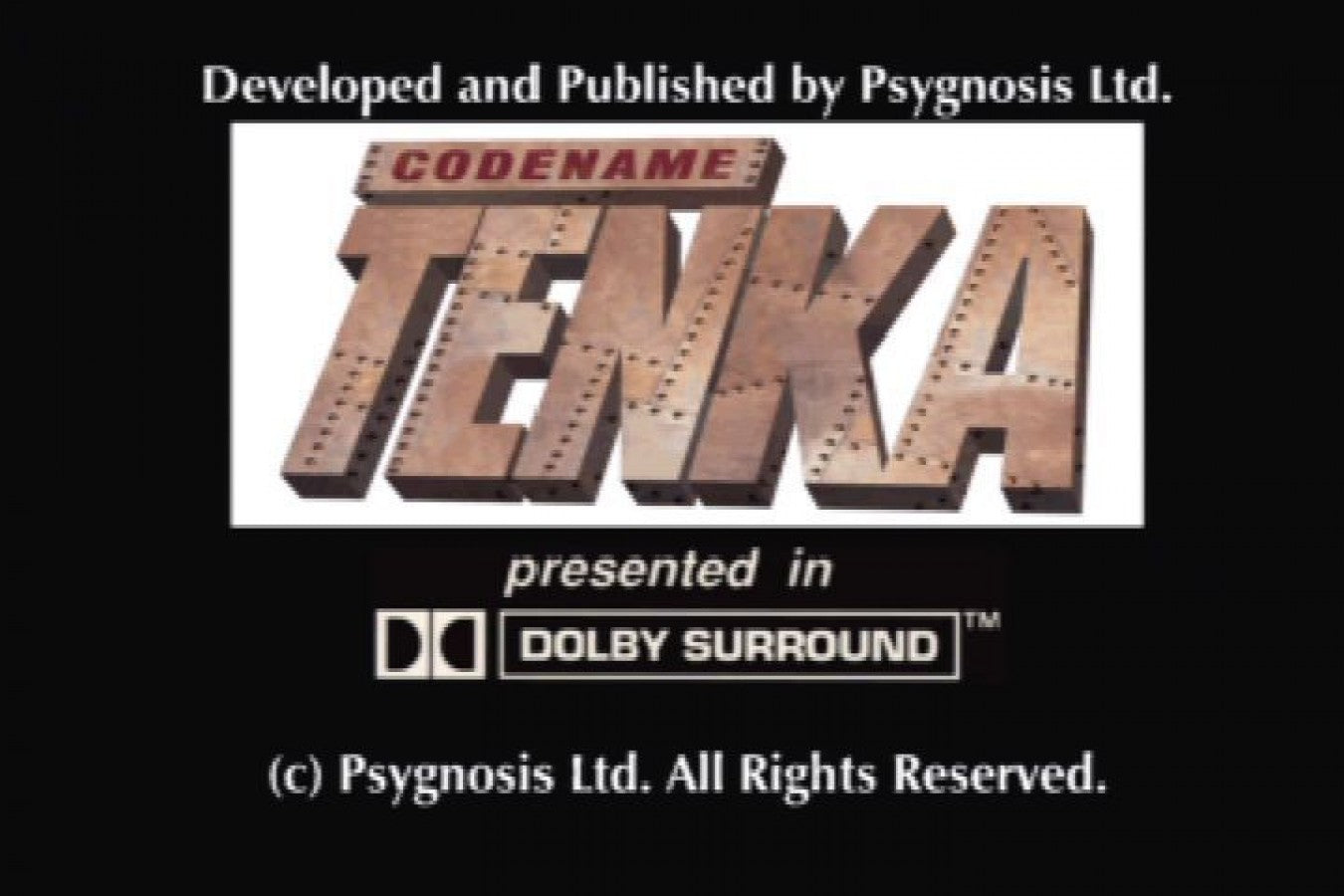 Codename Tenka PS1 PlayStation 1 first person shooter sci fi action game tactical combat futuristic warfare retro video game title screen
