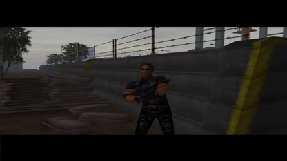 Silent Scope 3 – PlayStation 2 (PS2) video game gameplay, arcade-style light-gun shooter.