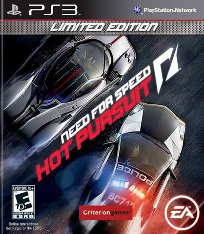 Need for Speed Hot Pursuit Limited Edition PlayStation 3 PS3 for arcade racing video game fans featuring exotic sports cars high speed police chases pursuit gameplay intense road races vehicle customization dramatic environments and thrilling racer versus police action collectible Sony PlayStation gaming appeal front
