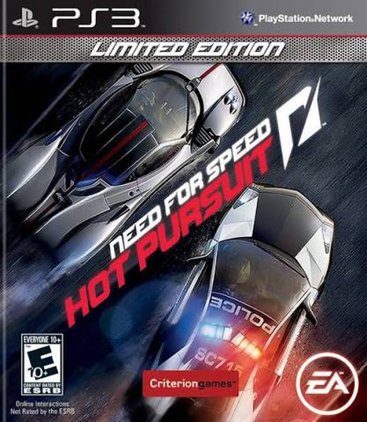 Need for Speed Hot Pursuit Limited Edition PlayStation 3 PS3 for arcade racing video game fans featuring exotic sports cars high speed police chases pursuit gameplay intense road races vehicle customization dramatic environments and thrilling racer versus police action collectible Sony PlayStation gaming appeal front