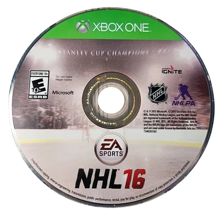 NHL 16 disc for Xbox One (XONE) sports hockey video game