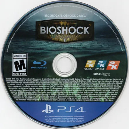 BioShock The Collection PS4 game featuring remastered first-person shooter gameplay, immersive storytelling, and the complete BioShock trilogy adventure disc 1 