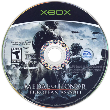 Medal of Honor European Assault game featuring WWII first-person shooter action, immersive historical battles, and cinematic combat missions disc