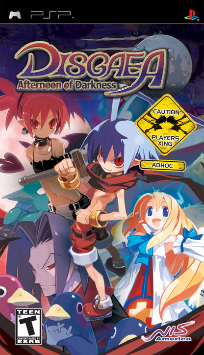 Disgaea: Afternoon of Darkness retro PSP video game Disgaea Afternoon of Darkness tactical RPG anime style strategy turn based combat fantasy role playing game handheld release cover art