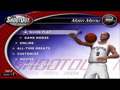 NBA ShootOut 2004 – PlayStation 2 (PS2) basketball sports video game title screen