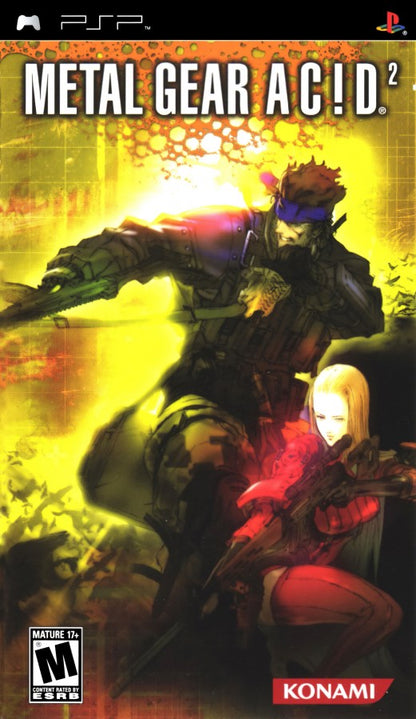 Metal Gear Acid 2 PlayStation Portable PSP for tactical strategy video game fans featuring card based combat stealth espionage missions strategic deck building turn based gameplay Solid Snake action futuristic military storyline unique Metal Gear experience collectible gaming appeal front cover art