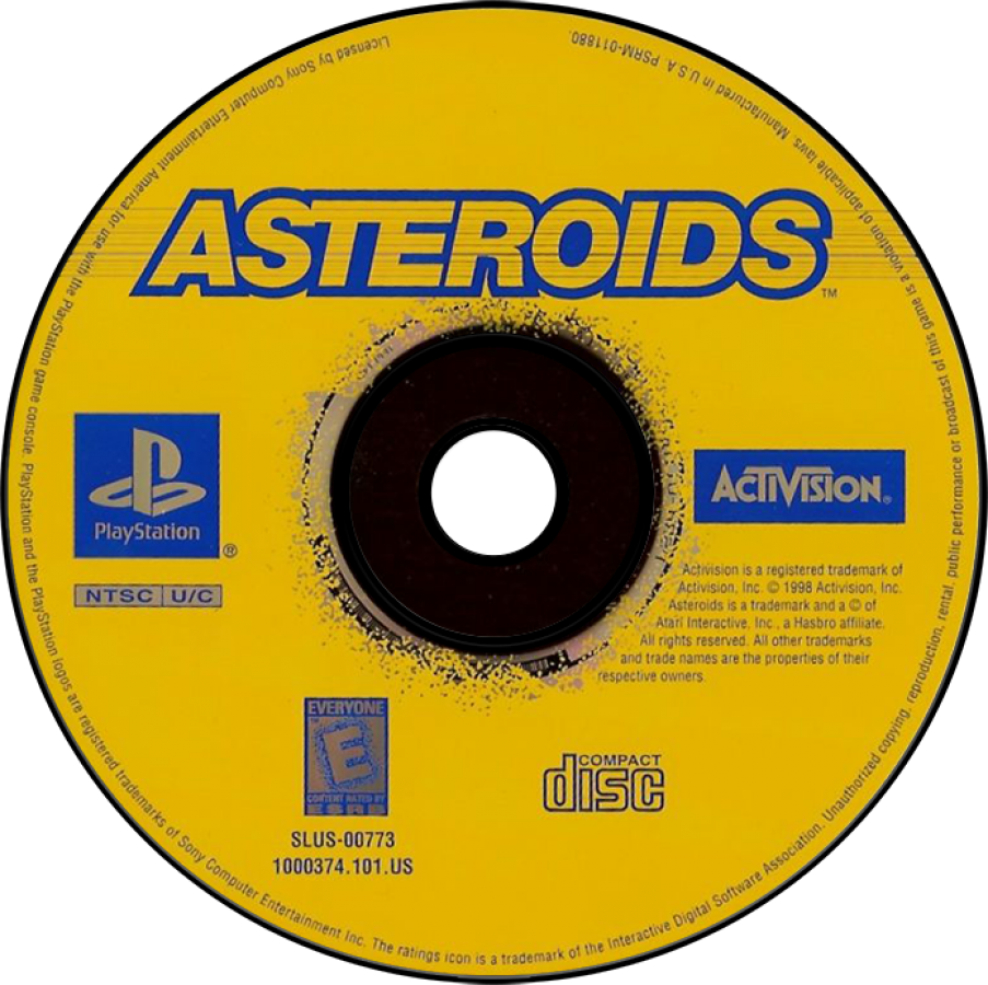 Asteroids PlayStation PS1 for arcade shooter video game fans featuring classic asteroid blasting gameplay fast paced spaceship combat rotating controls challenging enemy waves high score competition updated PlayStation graphics retro arcade action collectible gaming appeal game disc
