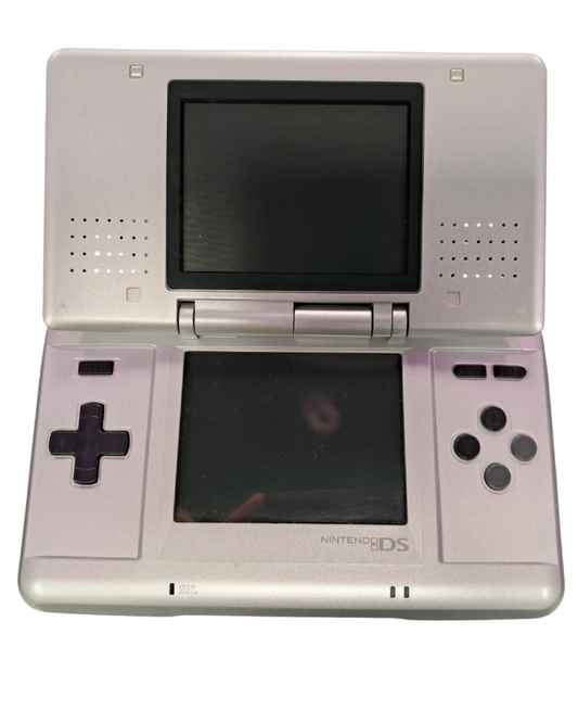 Original Nintendo DS System – Platinum handheld gaming console featuring:

Dual screens, including a touch-sensitive lower display

Backward compatible with Game Boy Advance (GBA) cartridges (Slot-2)

Built-in microphone and Wi-Fi for local and online play

Classic clamshell design with Platinum finish

Strong library support with many iconic Nintendo DS games

Great for experiencing a wide range of DS titles with traditional handheld controls and touch-based gameplay.