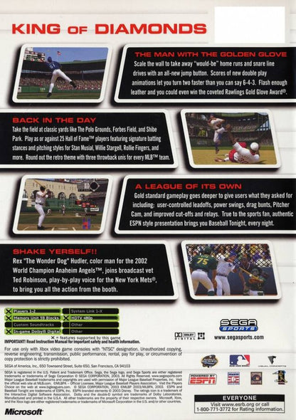 World Series Baseball 2K3 back cover art for Xbox (XBOX) video game