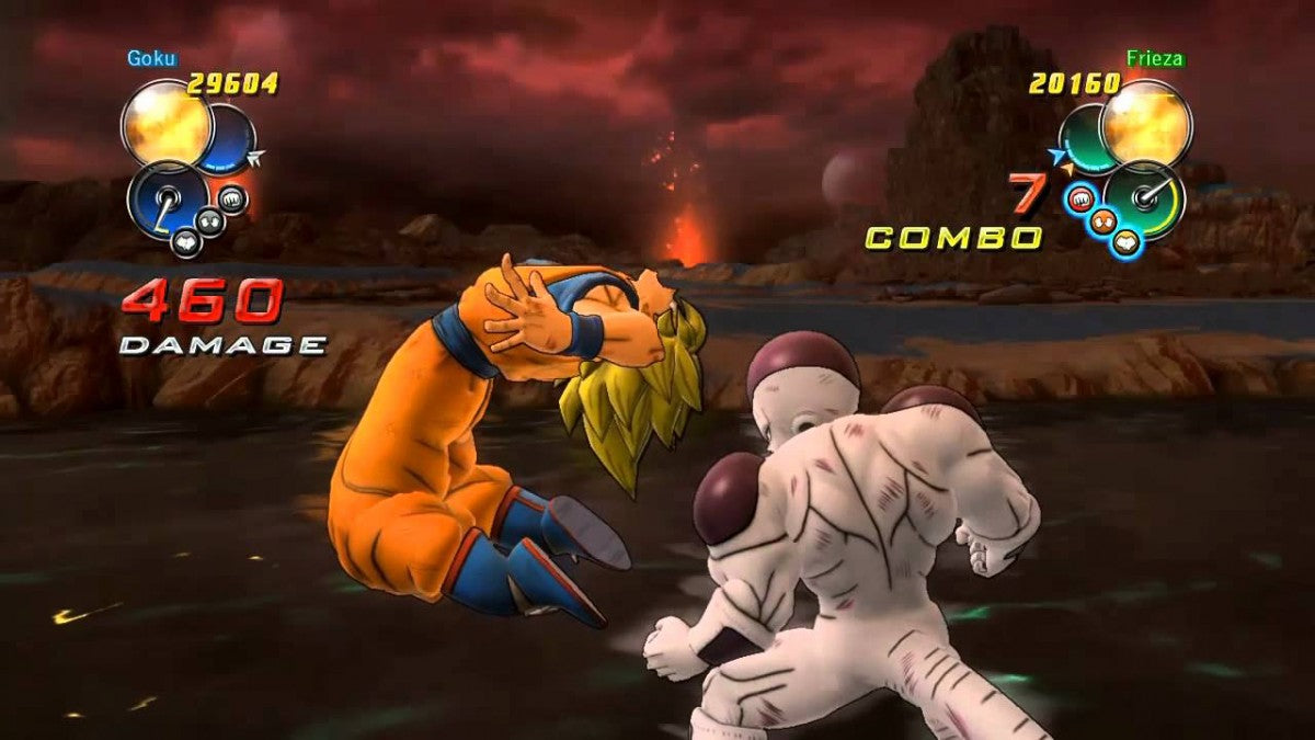 Dragon Ball Z Ultimate Tenkaichi Xbox 360 X360 anime fighting game featuring Goku Vegeta Super Saiyan transformations energy attacks cinematic battles story mode character creation and Dragon Ball Z action retro video game collection collectible gaming appeal gameplay screenshot