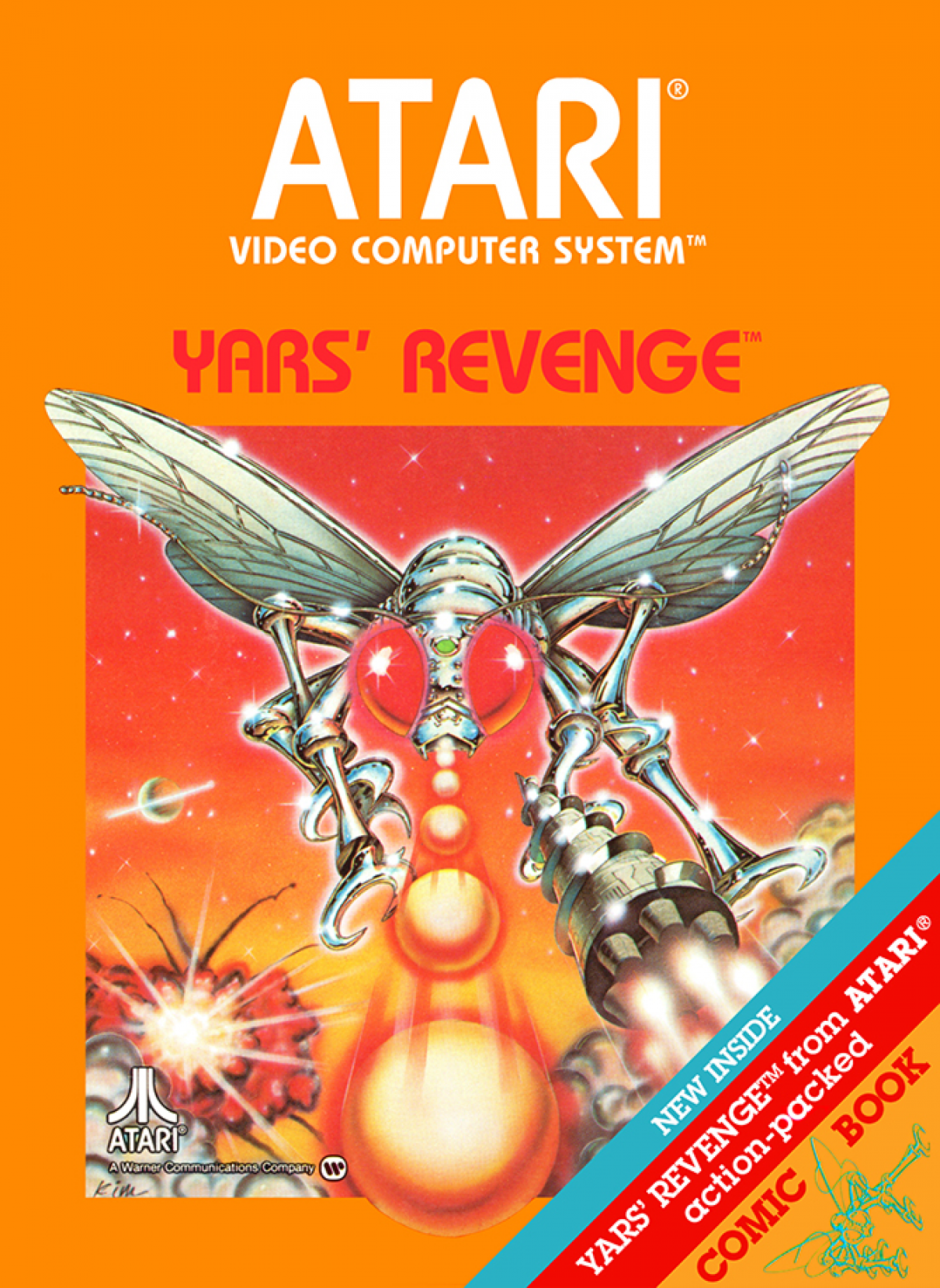 Yars Revenge retro Atari 2600 video game featuring space shooter gameplay, alien combat, arcade action and classic Atari console adventure - front cover