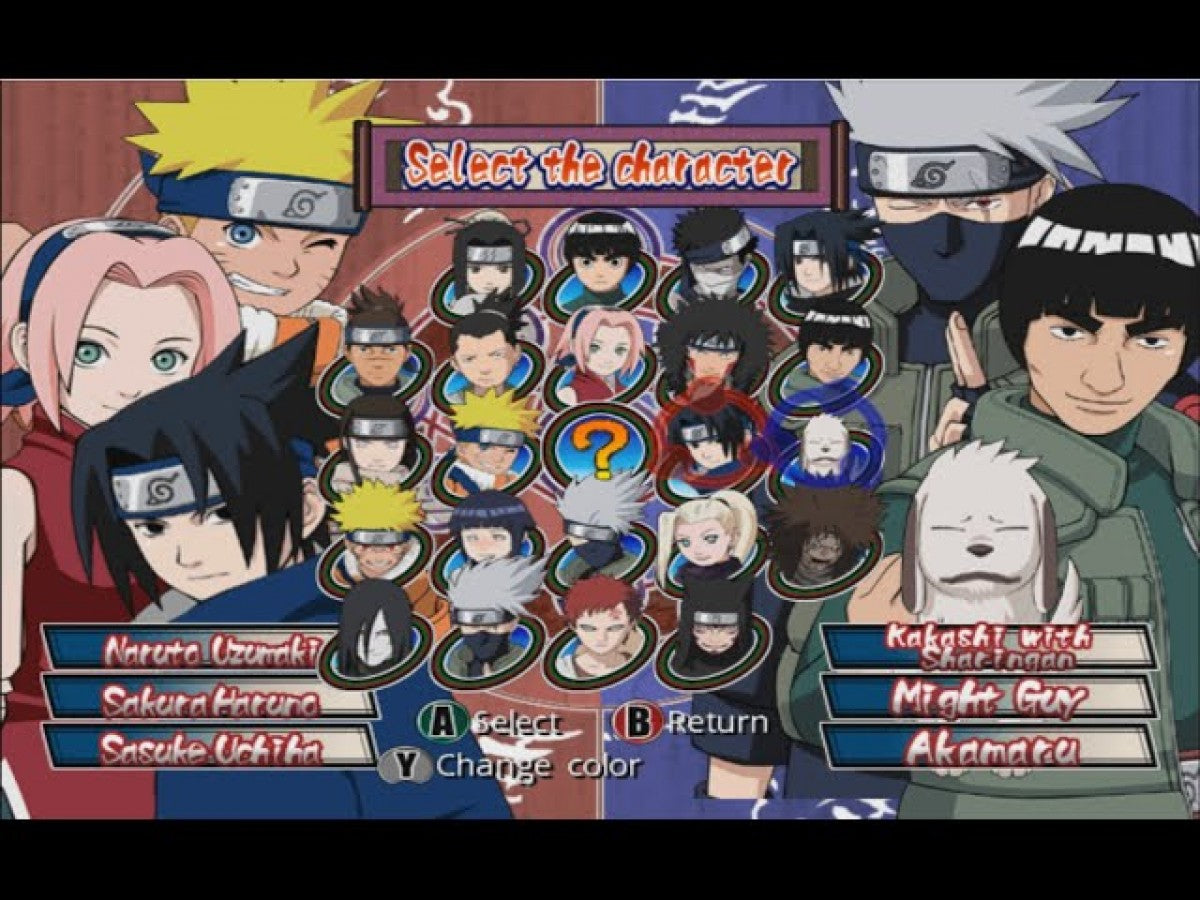Gameplay for Naruto Clash of Ninja GameCube GC video game, action fighting, anime adventure, multiplayer, classic Nintendo GameCube title