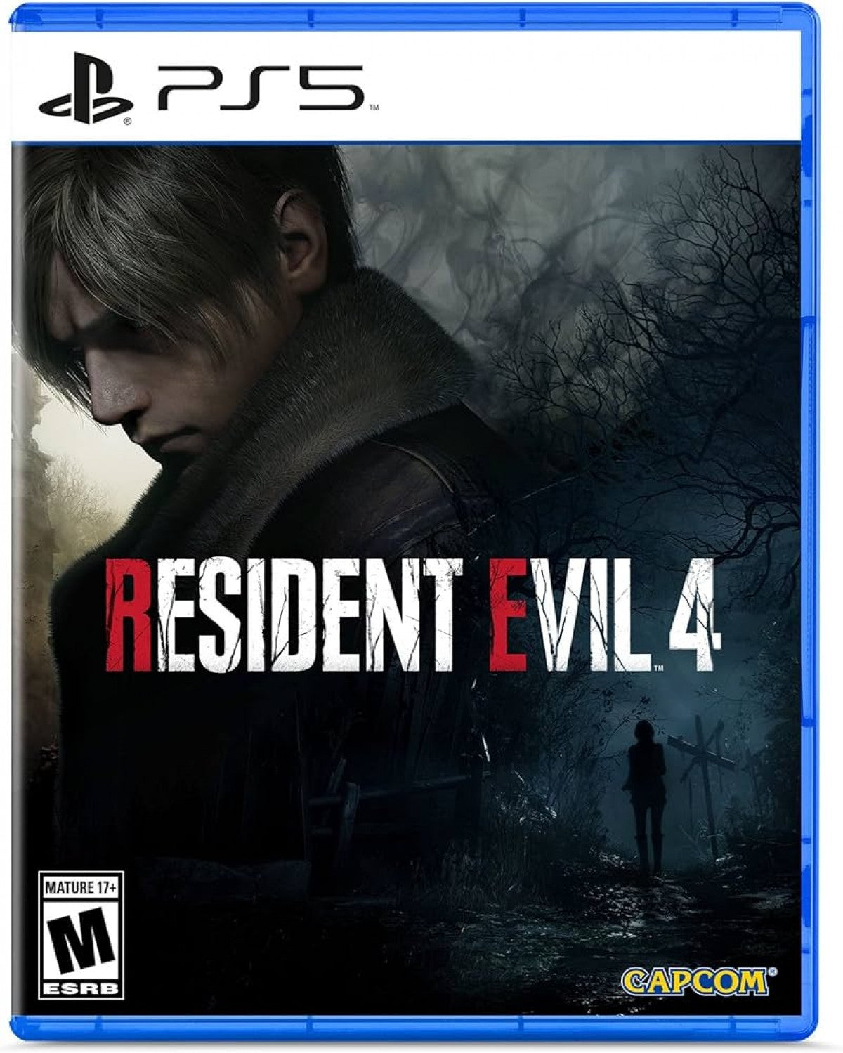 Resident Evil 4 game cover for Playstation 5 video game. 