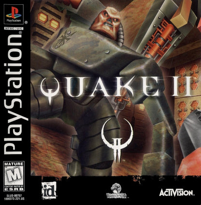 Quake II PlayStation 1 PS1 for first person shooter retro video game fans featuring fast paced sci fi combat alien enemies futuristic weapons intense multiplayer action explosive firefights challenging missions collectible gaming appeal front cover art