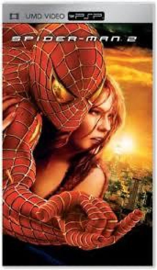 Spider-Man 2 PSP Movie for PlayStation Portable, cover image for a UMD movie featuring superhero action, cinematic scenes, and Marvel comic-inspired storyline