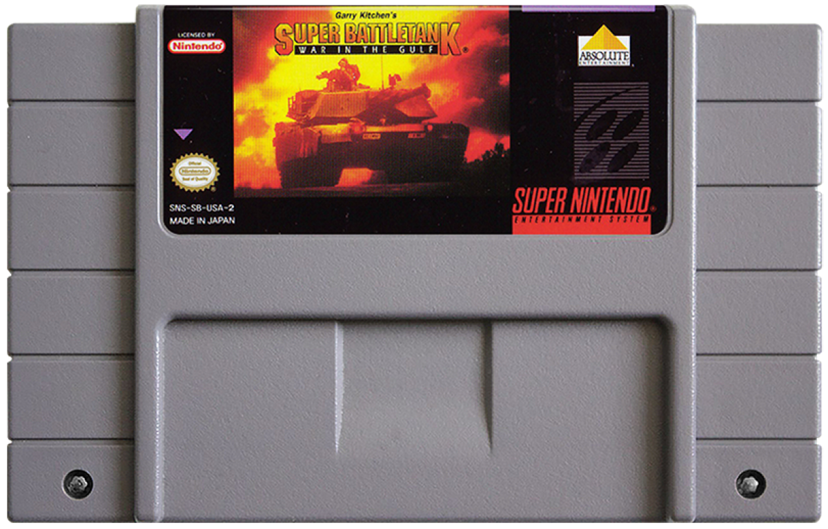 Super Battletank War in the Gulf cartridge for Super Nintendo Entertainment System (SNES) retro video game