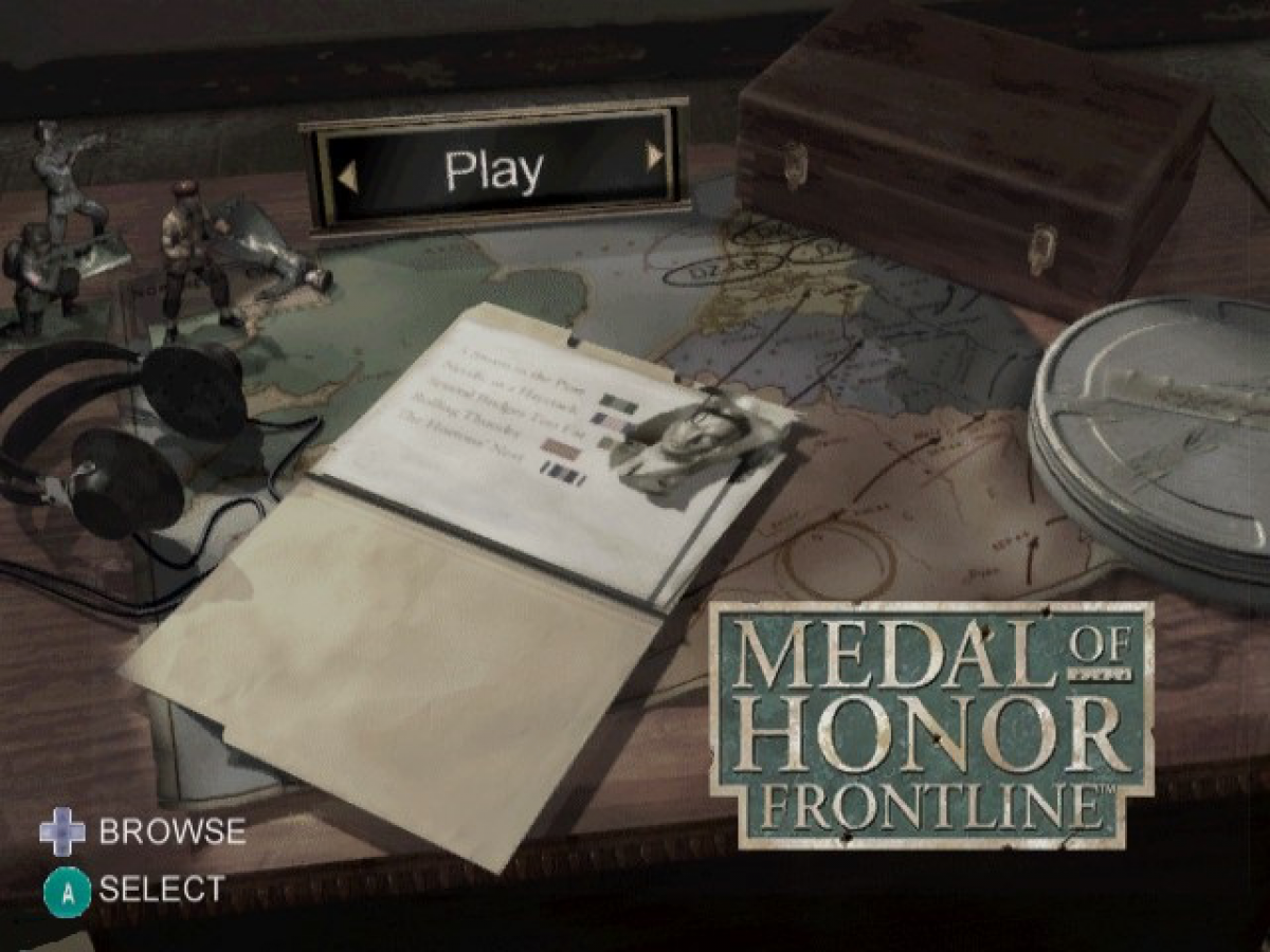 Medal of Honor: Frontline start screen for GameCube (GC) World War II first-person shooter video game