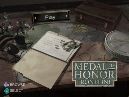 Medal of Honor: Frontline start screen for GameCube (GC) World War II first-person shooter video game
